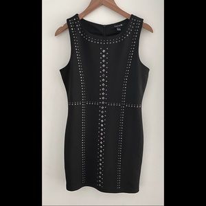 Black Bodycon Dress with Metal Details